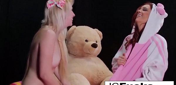  Big teddy bear fantasy play with two aroused lesbians